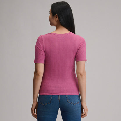 Eddie Bauer Women's Short-Sleeve Pointelle Square-Neck Crew alternate view 5