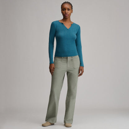 Eddie Bauer Women's Pointelle Notch-Neck Long-Sleeve Crew alternate view 3