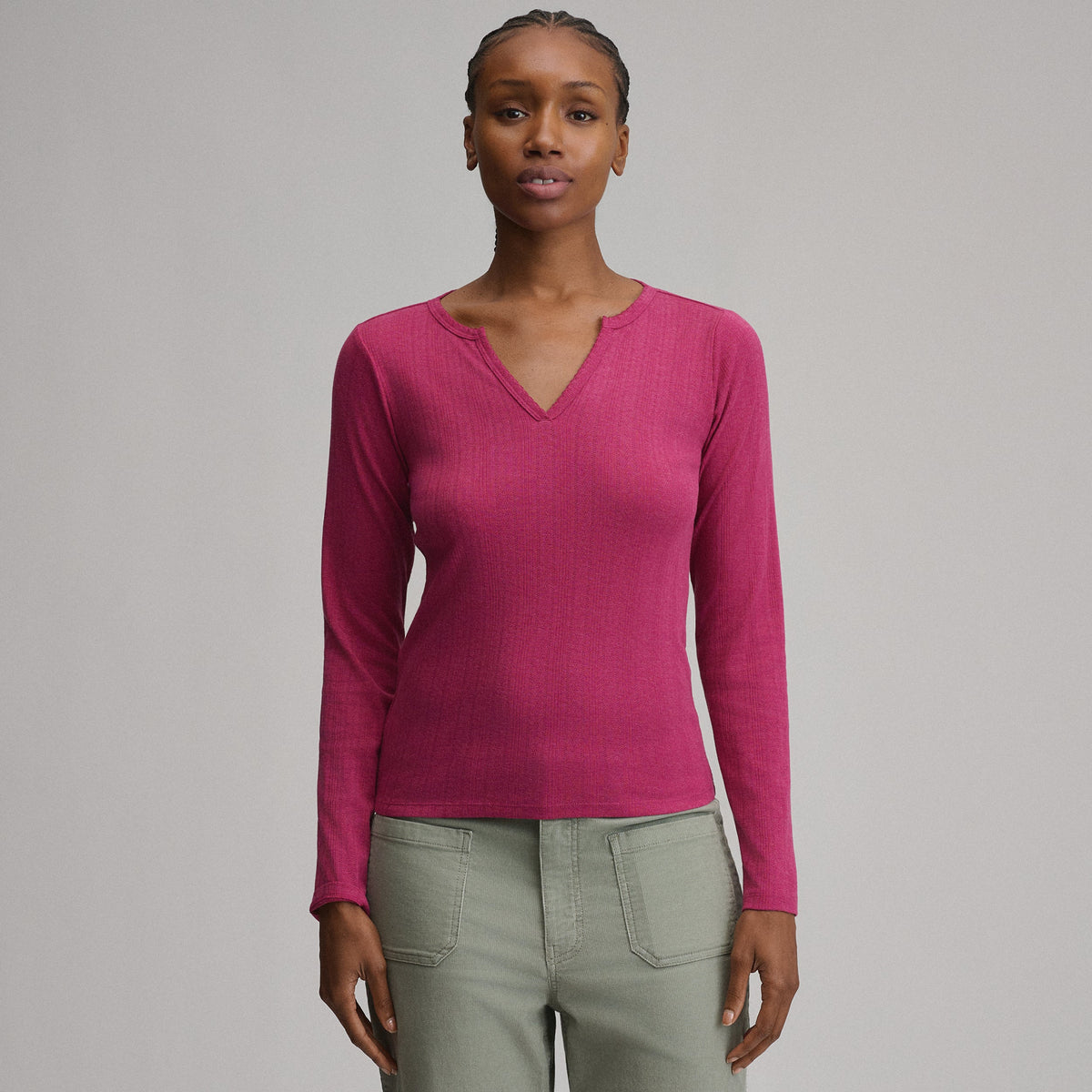Eddie Bauer Women's Pointelle Notch-Neck Long-Sleeve Crew alternate view 4