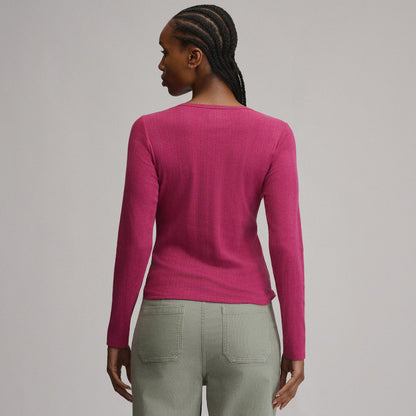 Eddie Bauer Women's Pointelle Notch-Neck Long-Sleeve Crew alternate view 5