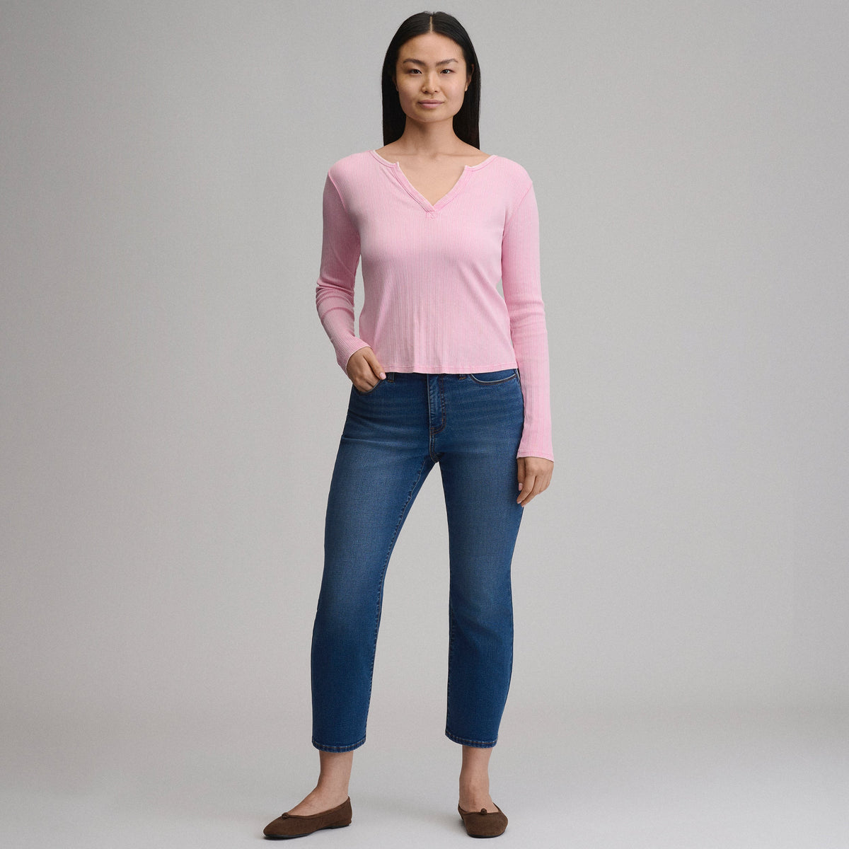 Eddie Bauer Women's Long-Sleeve Rib Y-Neck Henley alternate view 3