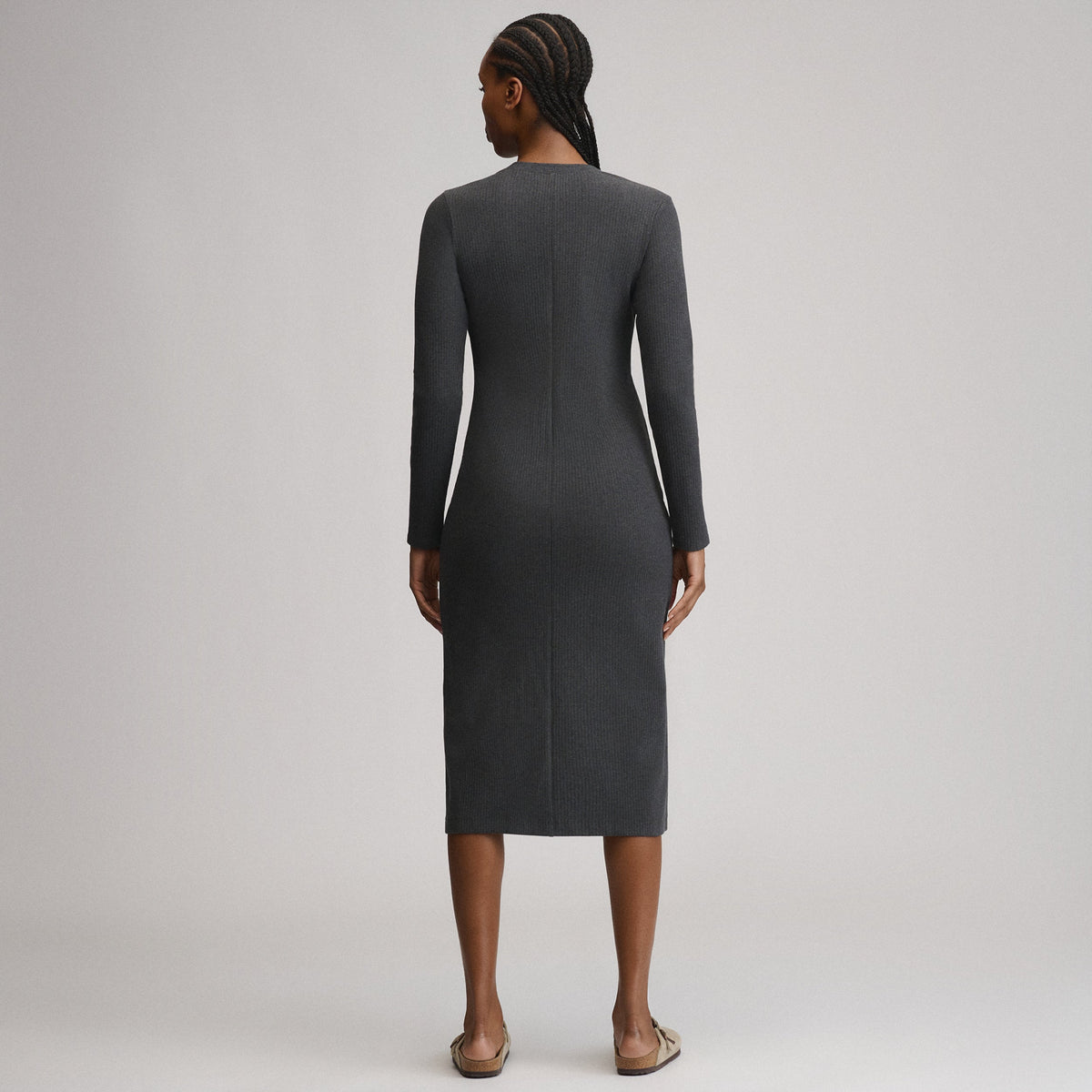 Eddie Bauer Women's Long-Sleeve Button Front Ribbed Knit Midi Dress alternate view 1