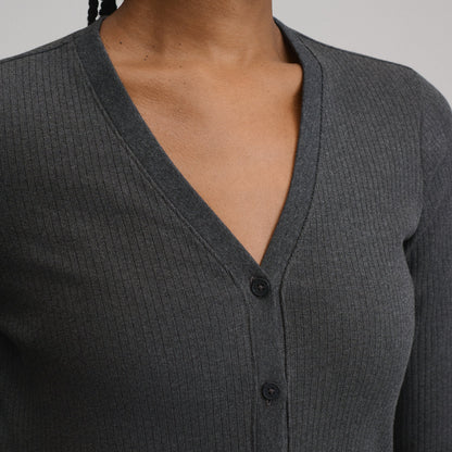 Eddie Bauer Women's Long-Sleeve Button Front Ribbed Knit Midi Dress alternate view 2