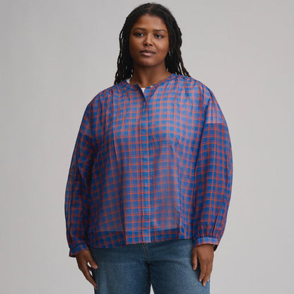 Eddie Bauer Women's Long-Sleeve Collarless Button-Down Shirt alternate view 3