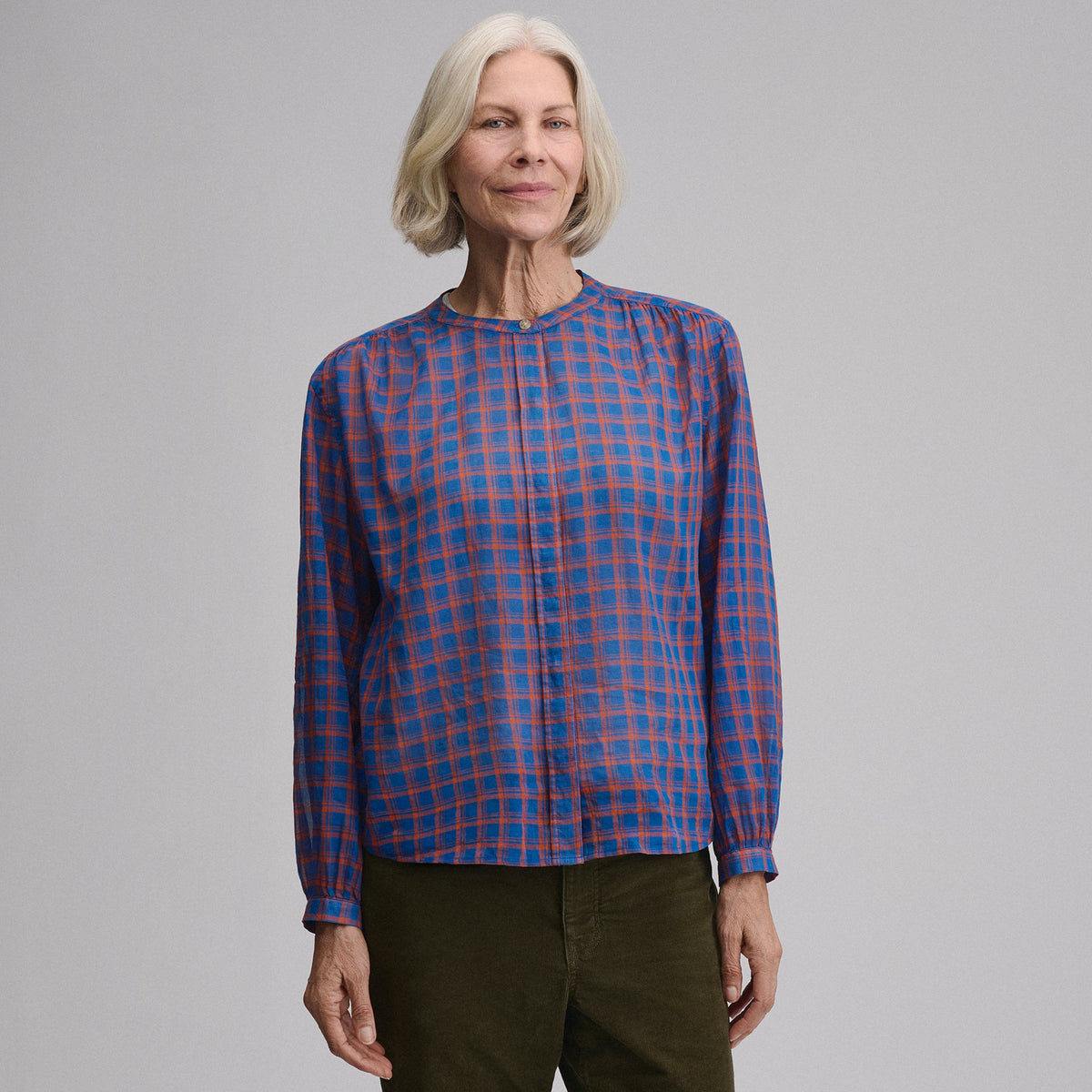 Eddie Bauer Women's Long-Sleeve Collarless Button-Down Shirt product image