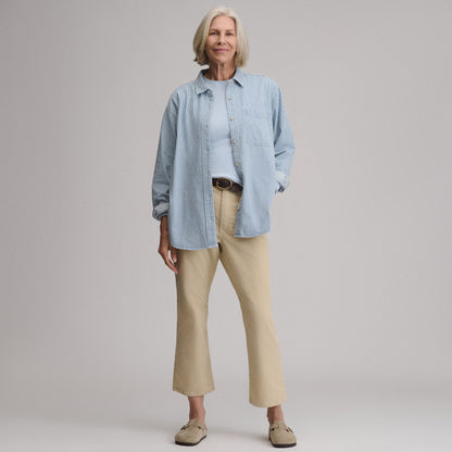 Eddie Bauer Women's Long-Sleeve Denim Boyfriend Overshirt alternate view 3