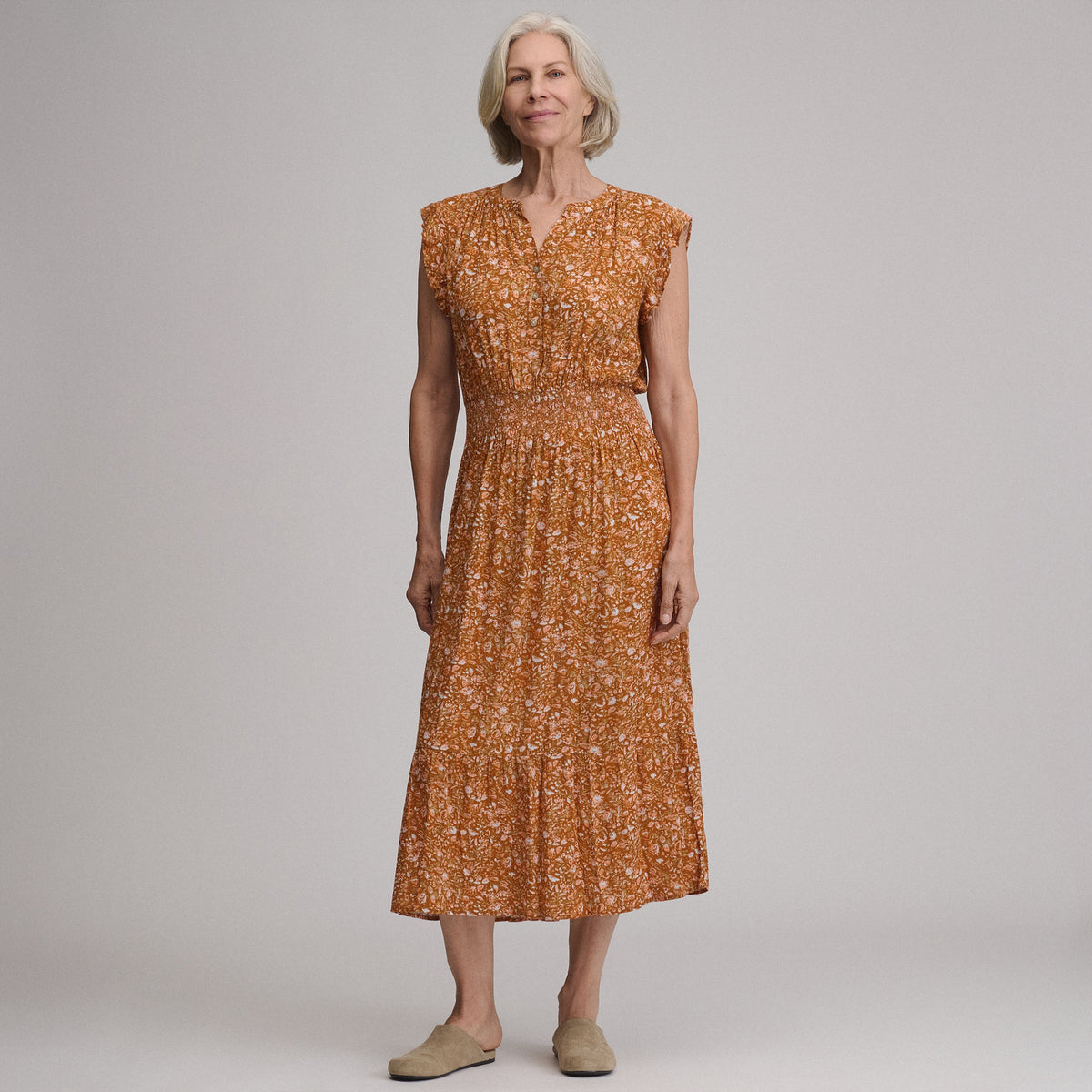 Eddie Bauer Women's Flutter Sleeve Smocked Waist Midi Dress product image