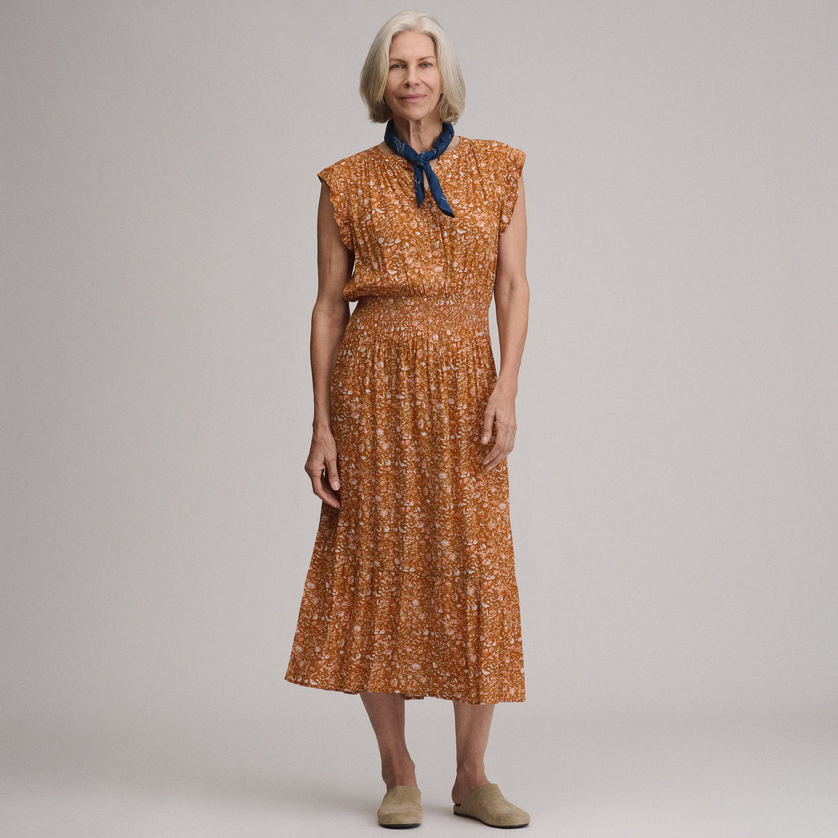 Eddie Bauer Women's Flutter Sleeve Smocked Waist Midi Dress alternate view 3