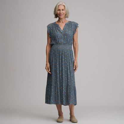 Eddie Bauer Women's Flutter Sleeve Smocked Waist Midi Dress alternate view 4