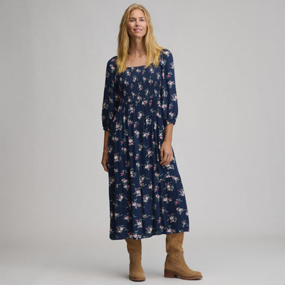 Eddie Bauer Women's Printed 3/4 Sleeve Smocked Bodice Dress product image