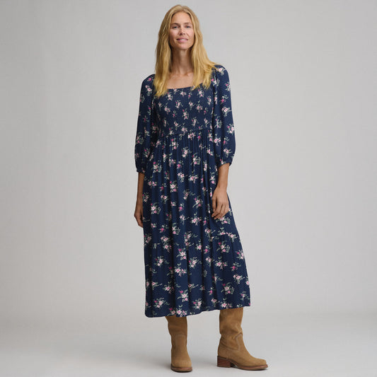 Eddie Bauer Women's Printed 3/4 Sleeve Smocked Bodice Dress product image