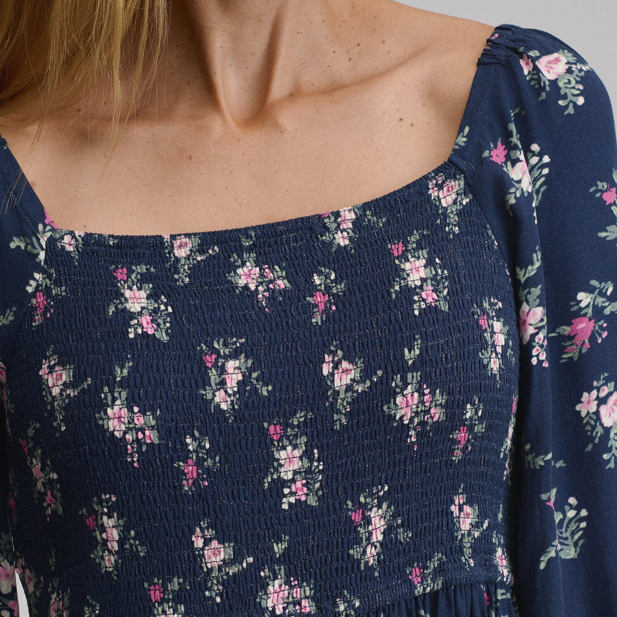Eddie Bauer Women's Printed 3/4 Sleeve Smocked Bodice Dress alternate view 2