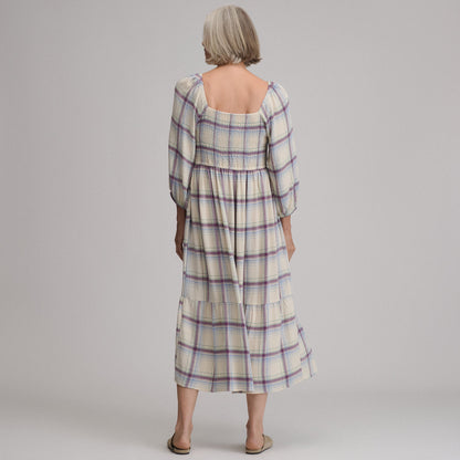 Eddie Bauer Women's Plaid 3/4 Sleeve Smocked Bodice Dress alternate view 1
