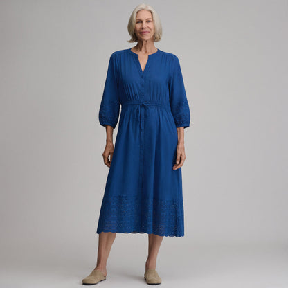 Eddie Bauer Women's 3/4 Sleeve Eyelet Button Front Belted Dress product image