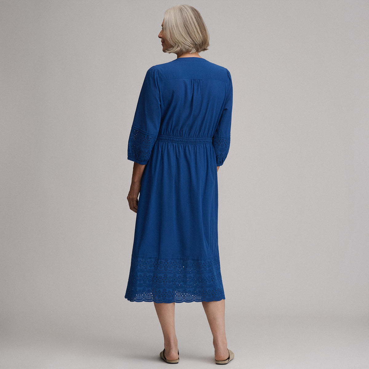 Eddie Bauer Women's 3/4 Sleeve Eyelet Button Front Belted Dress alternate view 1