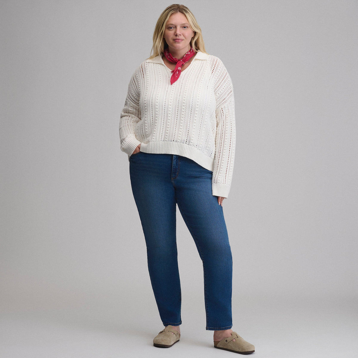Eddie Bauer Women's Long-Sleeve Slub Johnny Collar Sweater alternate view 3