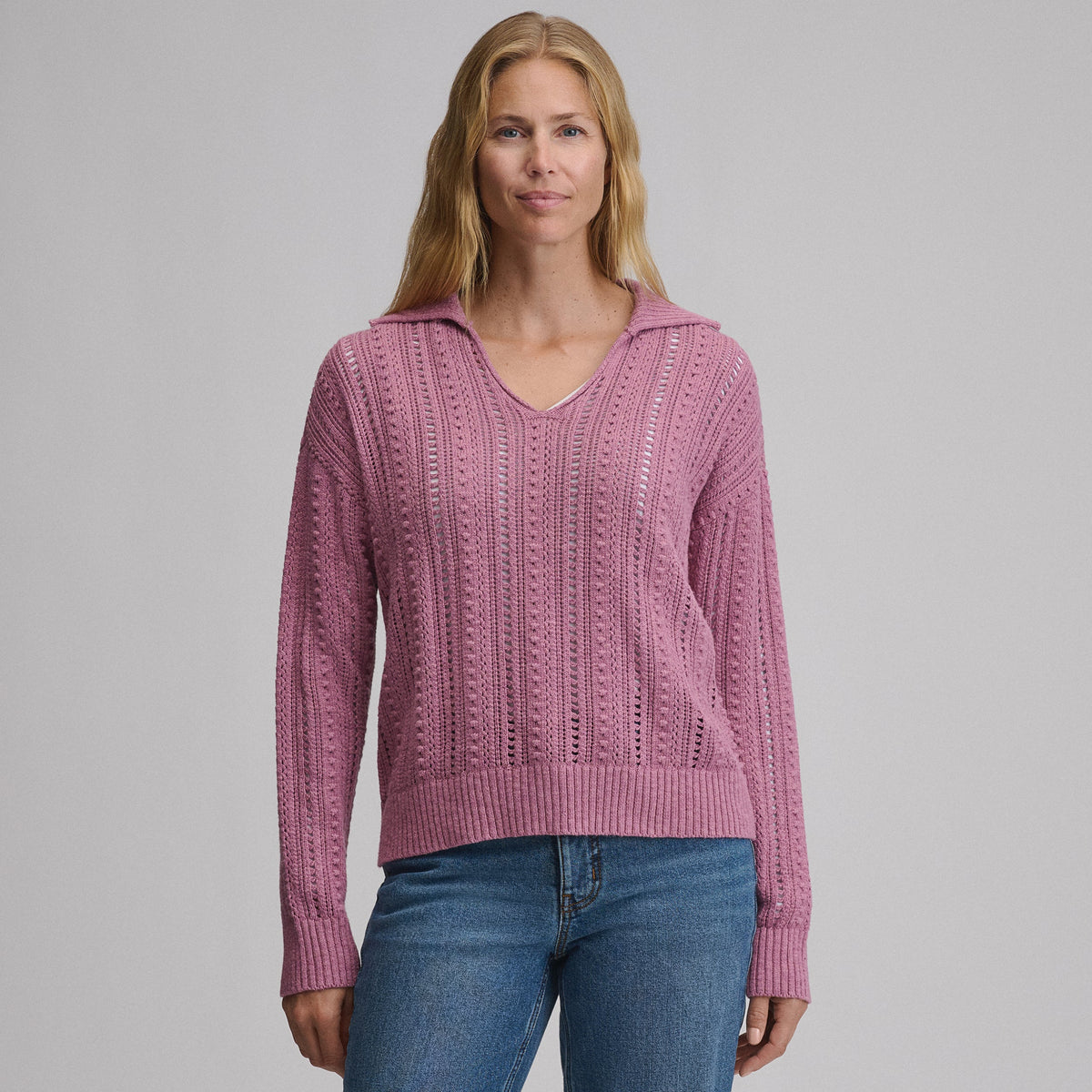 Eddie Bauer Women's Long-Sleeve Slub Johnny Collar Sweater alternate view 4