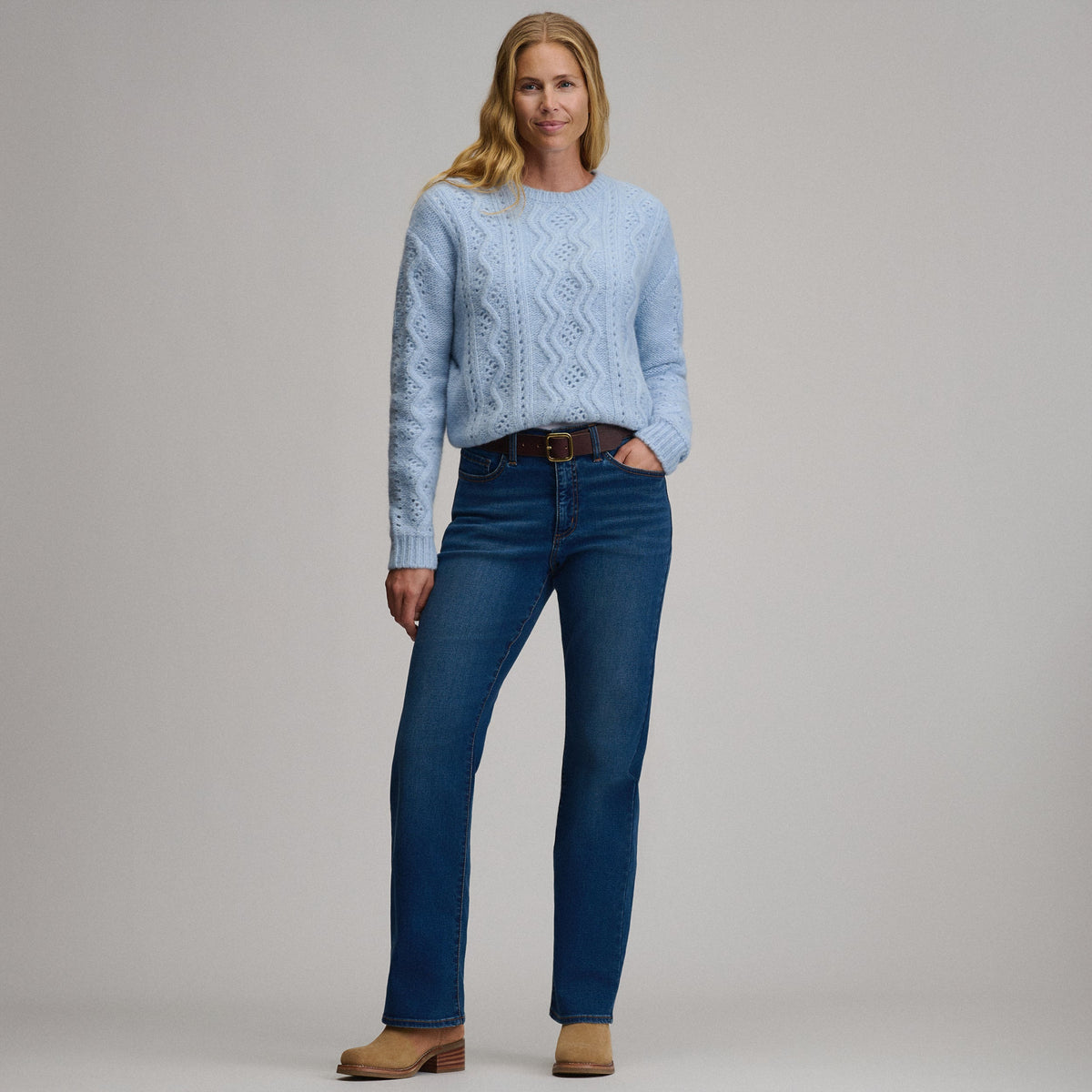 Eddie Bauer Women's Open Stitch Cable Crew Sweater alternate view 3