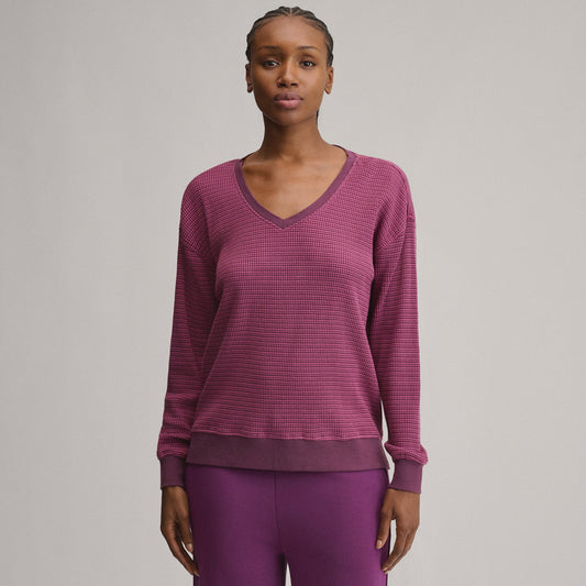 Eddie Bauer Women's Long-Sleeve V-Neck Boyfriend Thermal Crew - Striped product image