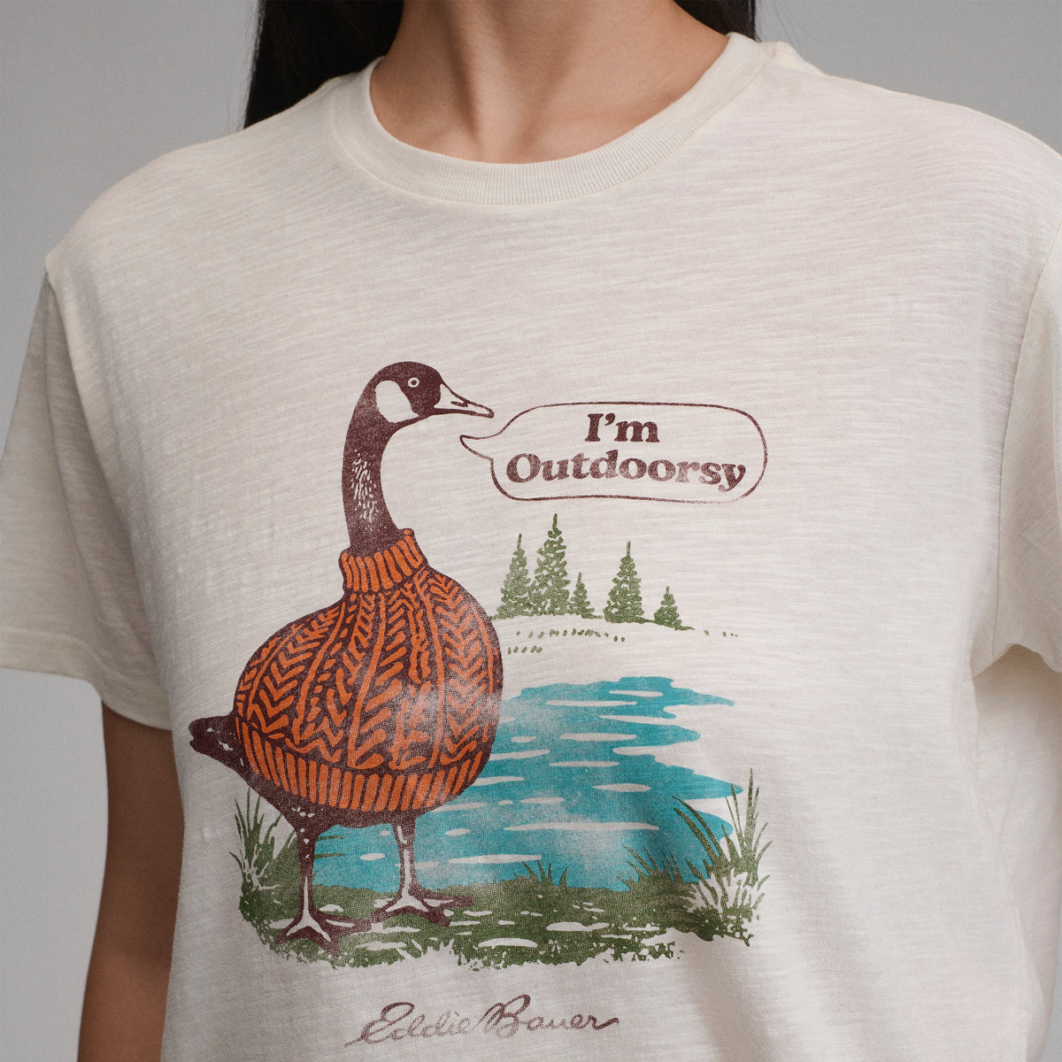 Eddie Bauer Women's Short-Sleeve Relaxed Boyfriend Graphic T-Shirt - Goose alternate view 2