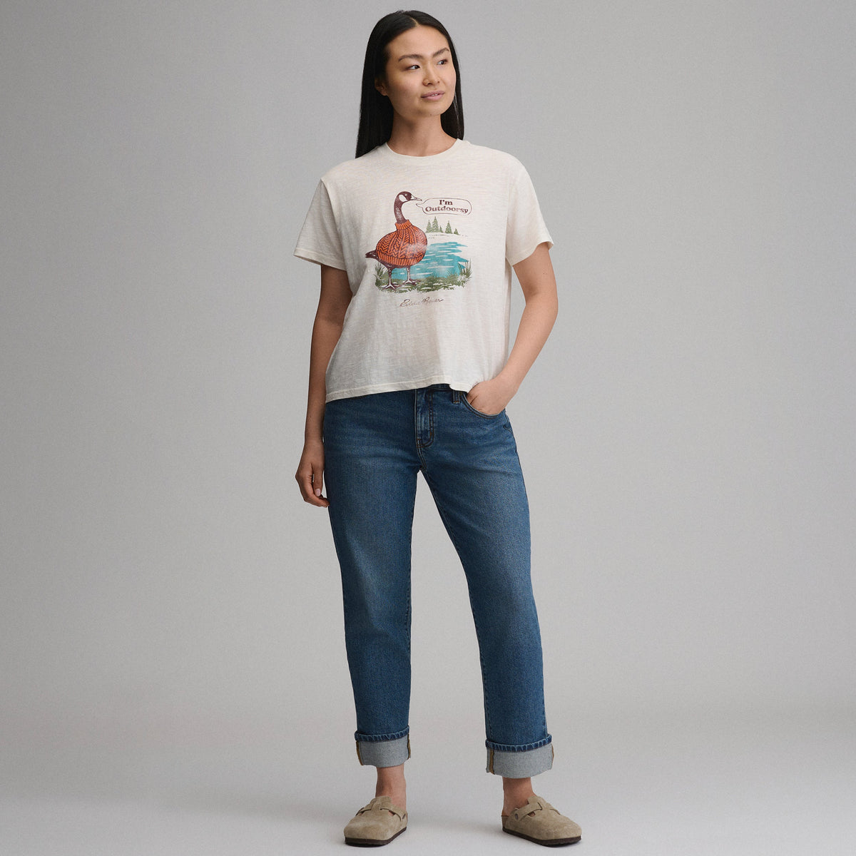 Eddie Bauer Women's Short-Sleeve Relaxed Boyfriend Graphic T-Shirt - Goose alternate view 3