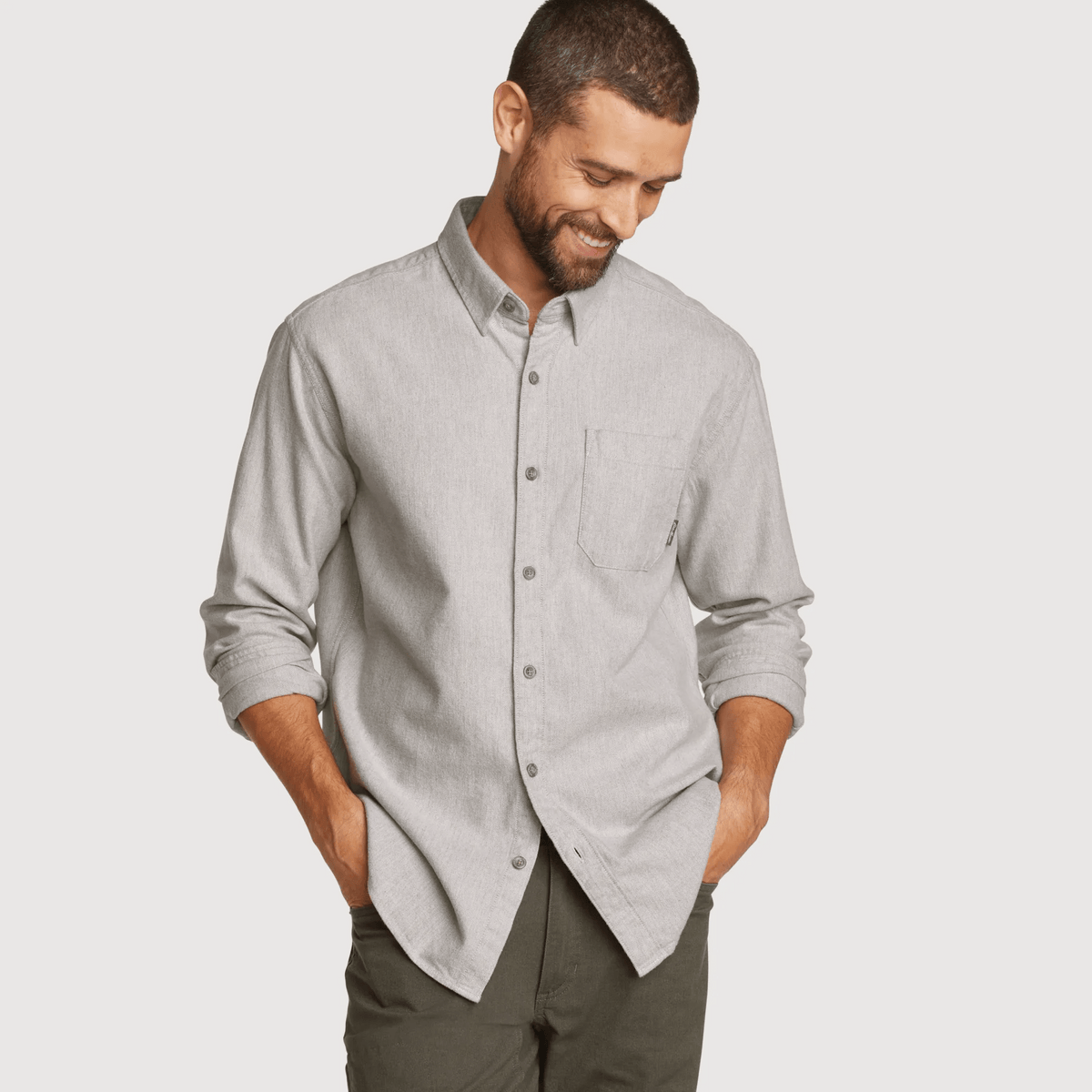 Eddie Bauer Men's Eddie's Favorite Flannel Classic Fit Shirt - Solid alternate view 5