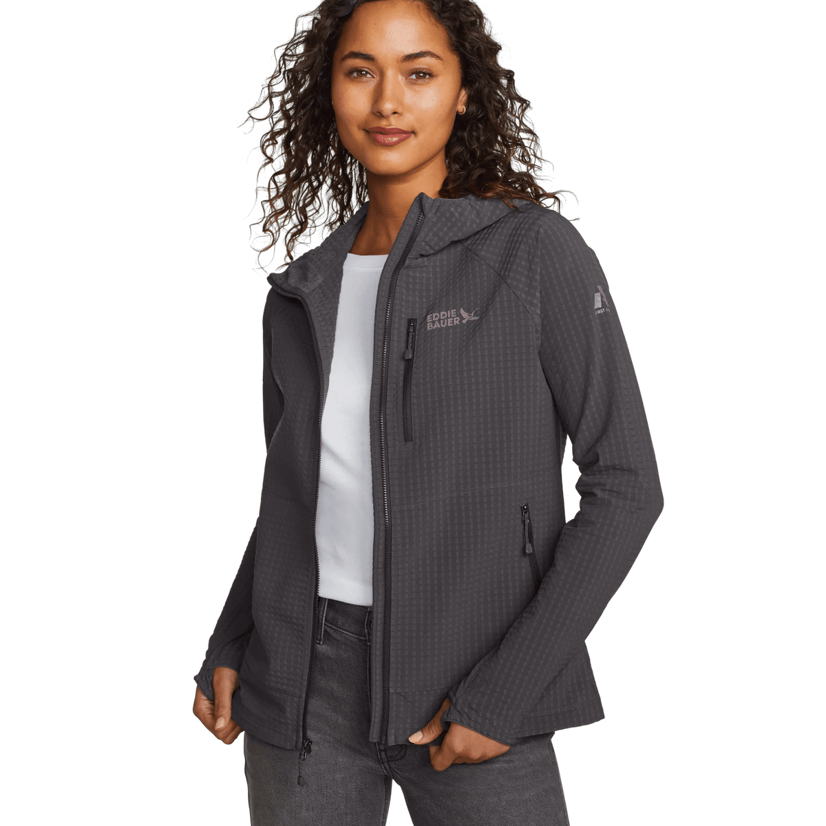 Eddie Bauer Women's Sandstone Backbone Grid Shell Hoodie alternate view 5