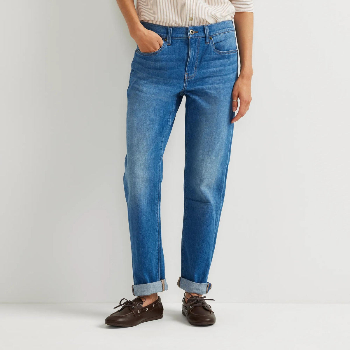Eddie Bauer Women's Boyfriend Mid-Rise Slim Fit Jeans alternate view 1