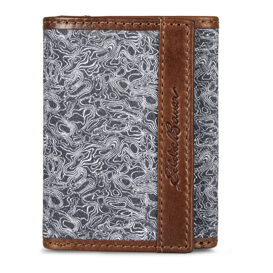 Eddie Bauer Pioneer Leather And Printed Cotton Canvas Trifold Wallet product image