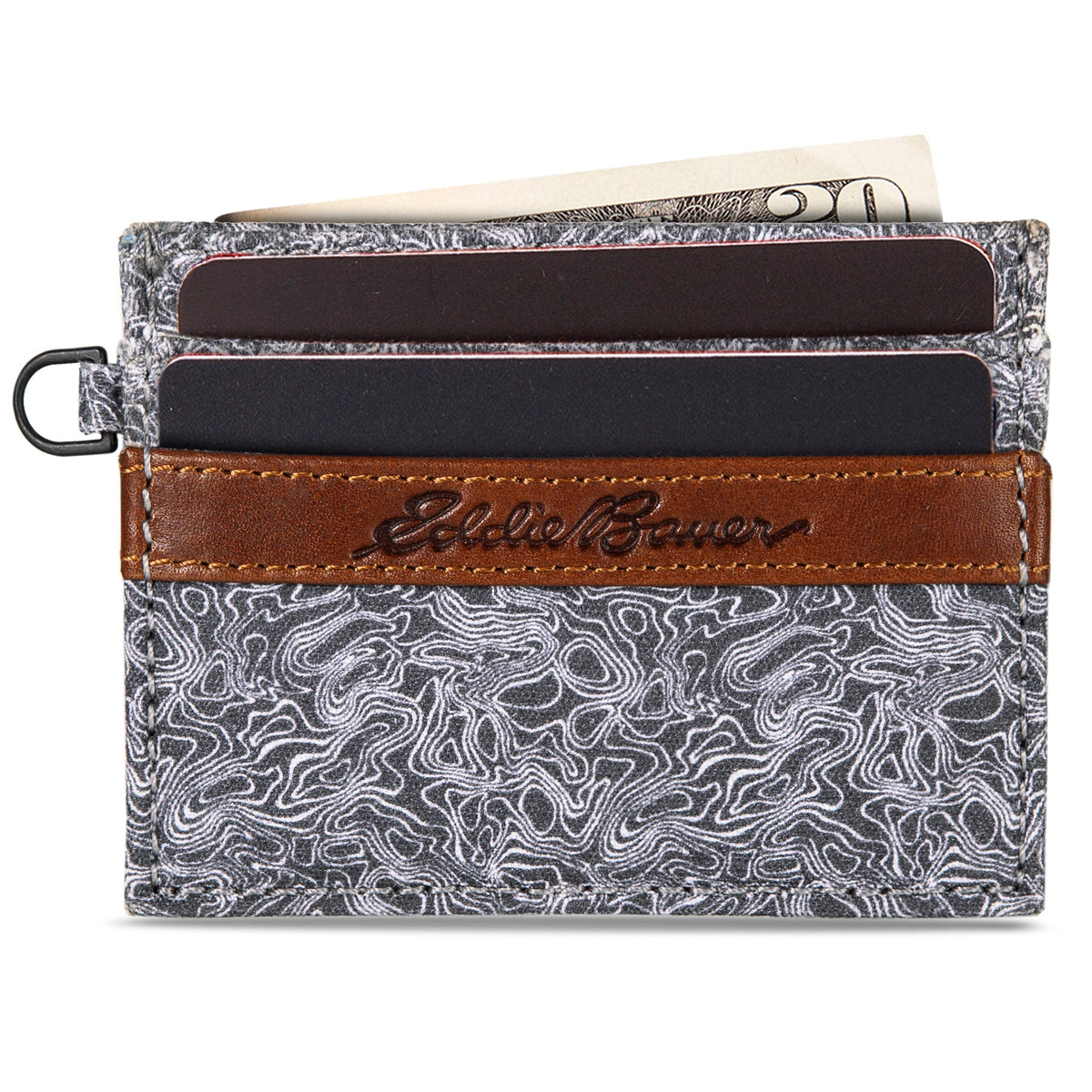Eddie Bauer Pioneer Leather And Printed Cotton Canvas Card Case alternate view 4