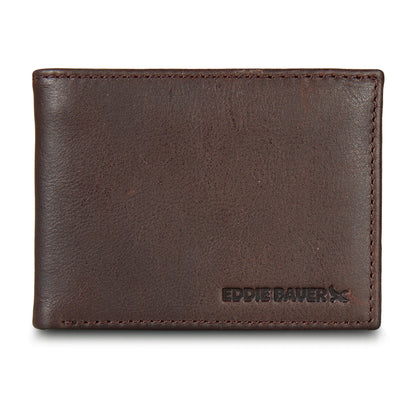 Eddie Bauer EB Signature Logo Leather Flip ID Bifold Wallet product image