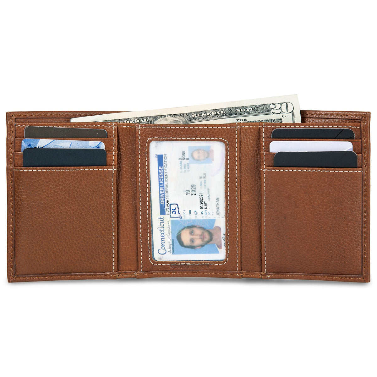 Eddie Bauer EB Signature Top Stitch Leather Trifold Wallet alternate view 2
