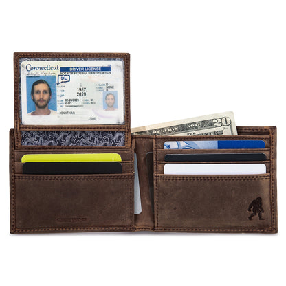 Eddie Bauer Leather Removable Passcase Wallet With Embossed Sasquatch alternate view 4
