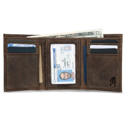 Eddie Bauer Leather Trifold Wallet With Embossed Sasquatch alternate view 4