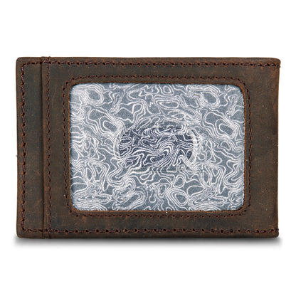 Eddie Bauer Money Clip Bifold Leather Wallet With Embossed Sasquatch alternate view 1