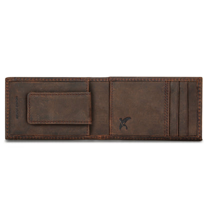 Eddie Bauer Money Clip Bifold Leather Wallet With Embossed Sasquatch alternate view 3