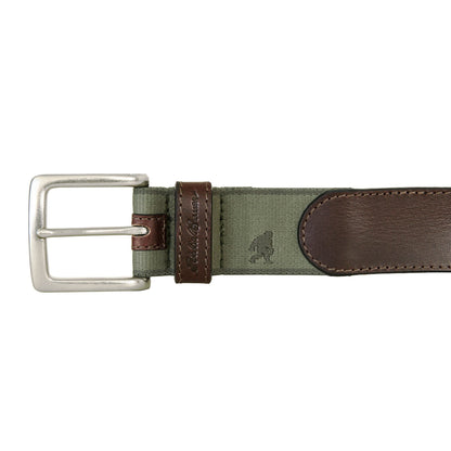 Eddie Bauer Men's Rugged Leather Belt With Stretch Tab And Sasquatch Design alternate view 2