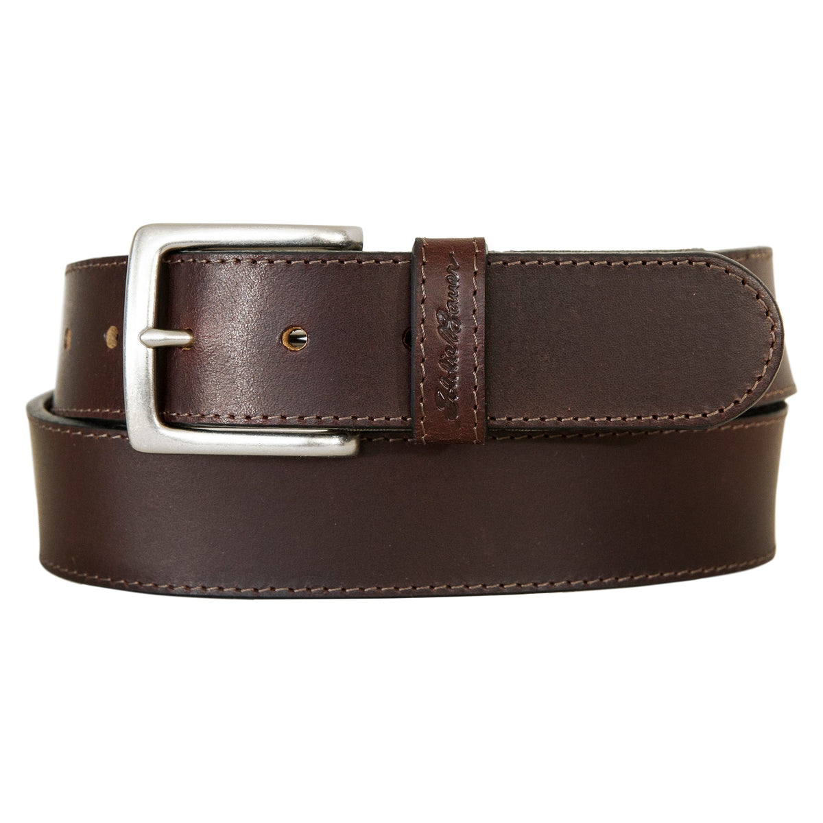 Eddie Bauer Men's Rugged Leather Belt With Stretch Tab And Sasquatch Design product image