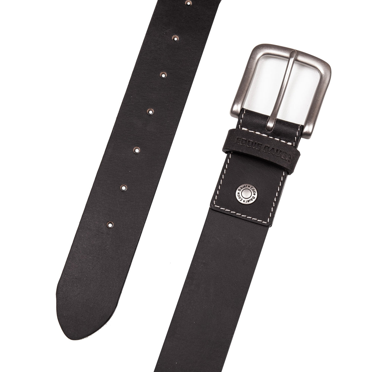 Eddie Bauer Men's Bridle Leather Belt With Nickel Finish Buckle alternate view 3
