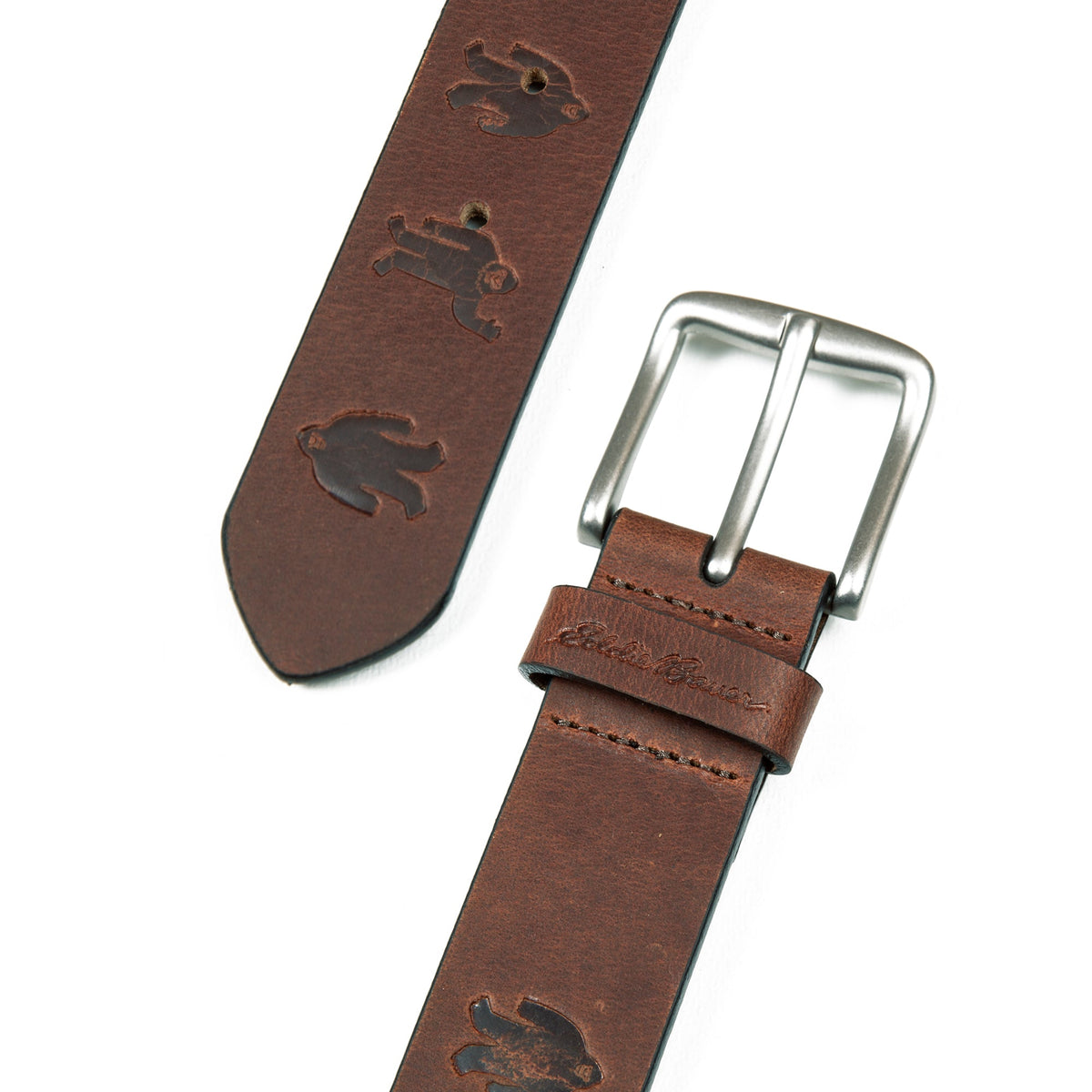 Eddie Bauer Men's Embossed Sasquatch Harness Leather Belt alternate view 3