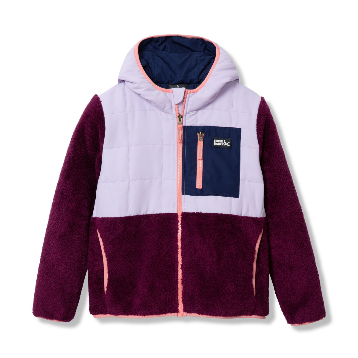Eddie Bauer Kids Fleece Mixed Media Hooded Jacket alternate view 3