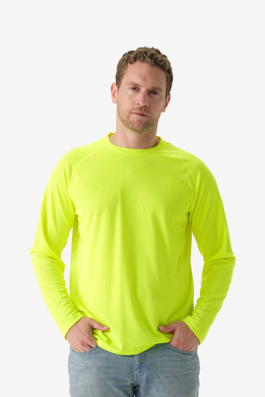 Men's Pique Hi-Vis Long Sleeve Tee - Hi-Vis by Fieldsheer