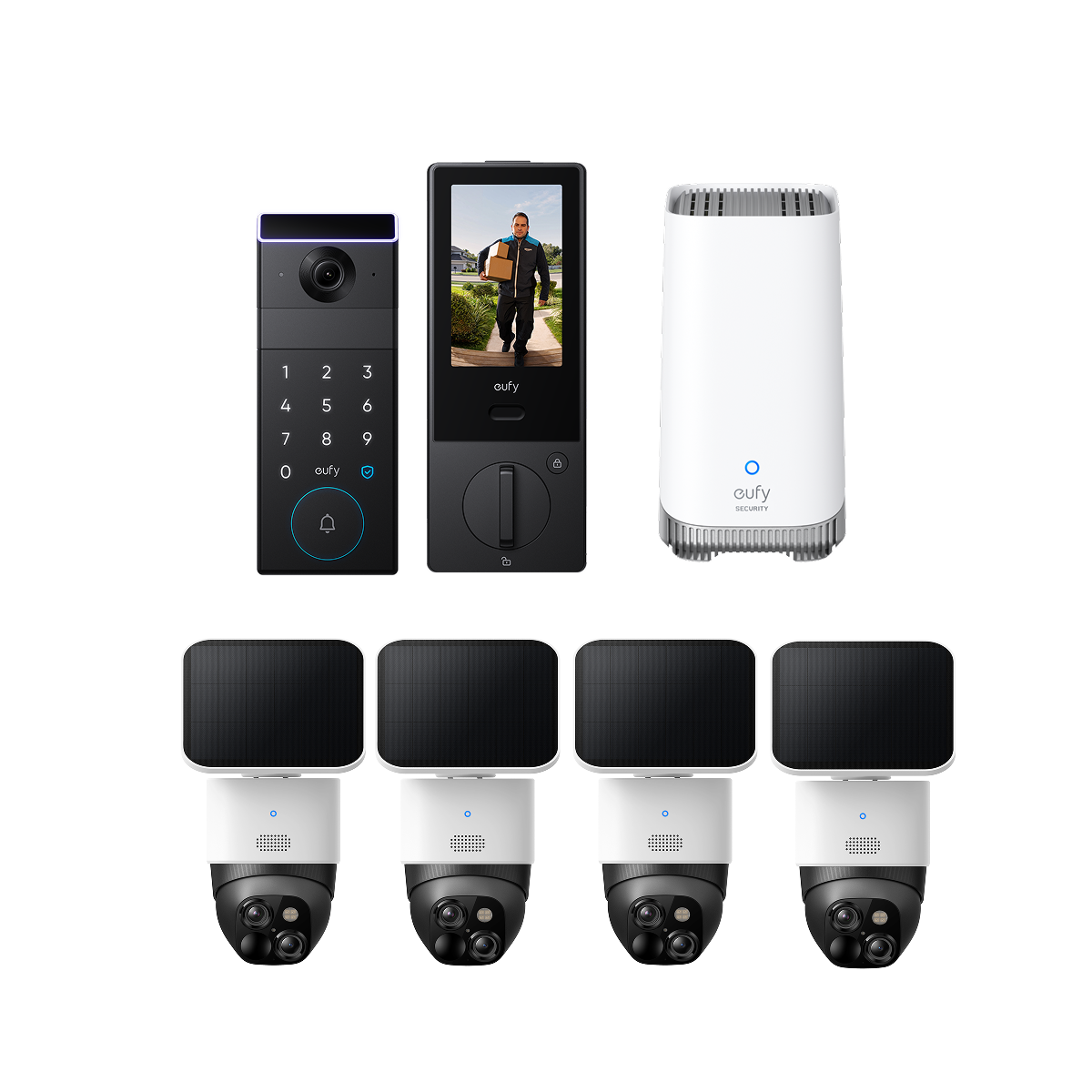 eufy SoloCam S340 (4-Cam Pack) + FamiLock S3 Max + HomeBase™ S380 White
