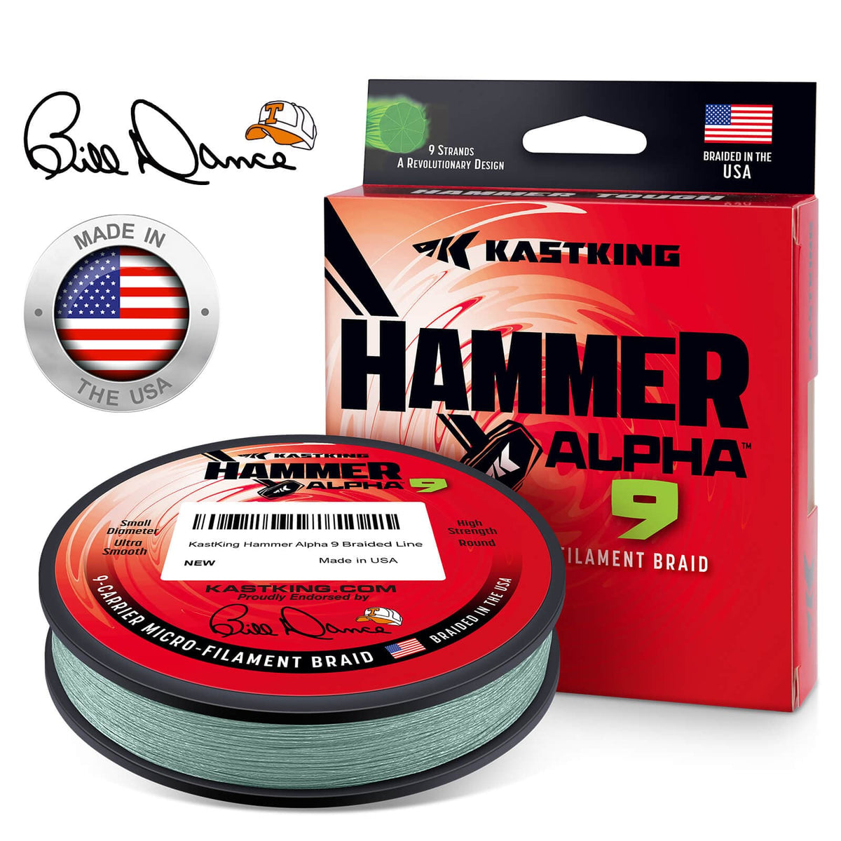 KastKing Hammer Alpha 9 UHMWPE 300Yds Braided Fishing Line by KastKing