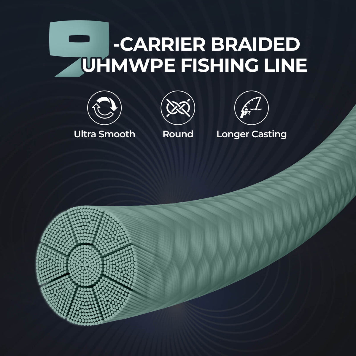 KastKing Hammer Alpha 9 UHMWPE 300Yds Braided Fishing Line product image 3