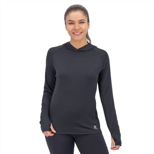 Women's Cooling Hooded LS Shirt - Black by Fieldsheer