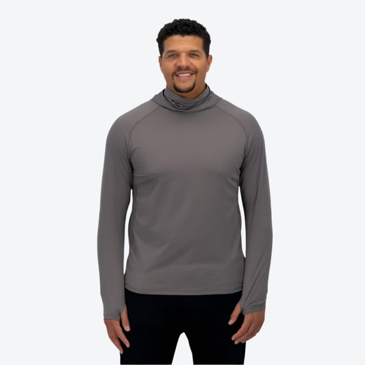 Men's Cooling Hooded LS Shirt - Dark Grey by Fieldsheer