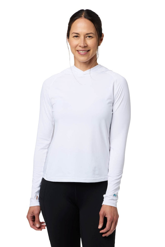 Women's Cooling Hooded LS Shirt - White by Fieldsheer
