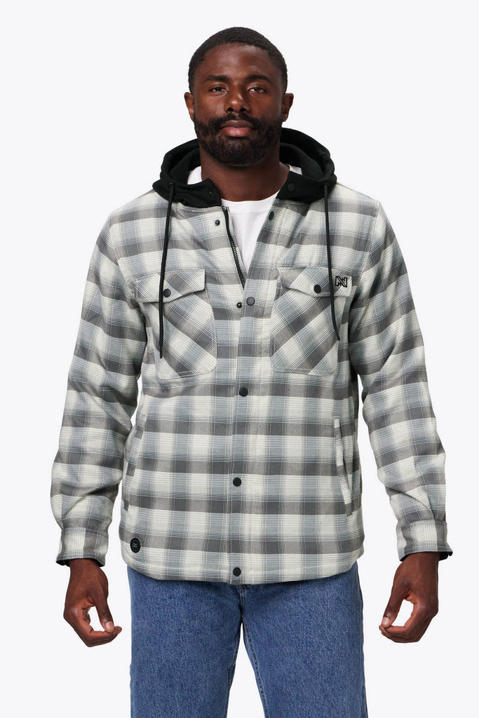 Flannel Heated Hoodie Jacket - Grey by Fieldsheer