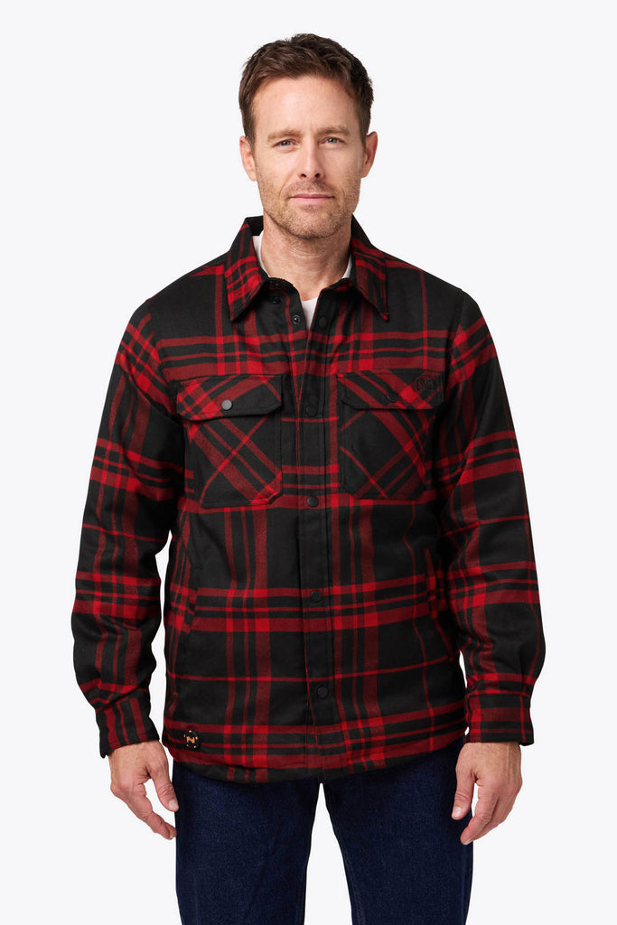 Heated Flannel Jacket Men's - Red by Fieldsheer